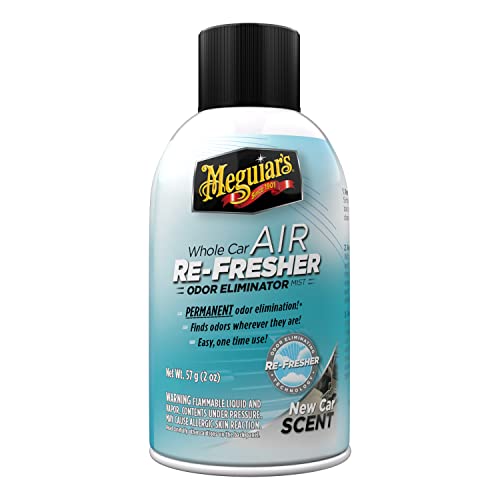 Meguiar's Whole Car Air Re-Fresher Odor Eliminator Mist - New Car Scent - Revitalize Your Car This Holiday Season and Permanently Remove Lingering Odors, 2 Oz Aerosol