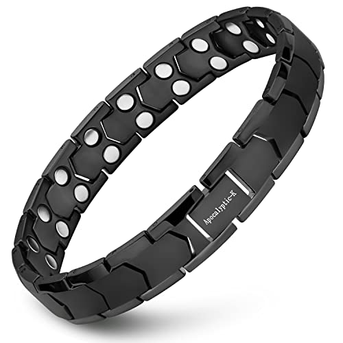 ®Magnetic Therapy Bracelets,Men's Titanium Magnetic Bracelets，Ultra Strength Magnetic Bracelets，Pure Titanium (Lightness),Eliminate Static Electricity (Black Bracelets)