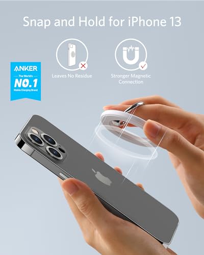 Anker Magnetic Phone Grip, MagGo 610 Ring Holder, Adjustable Kickstand, Only for iPhone 16/16 Plus/16 Pro/16 Pro Max/15/14/13/12 Series