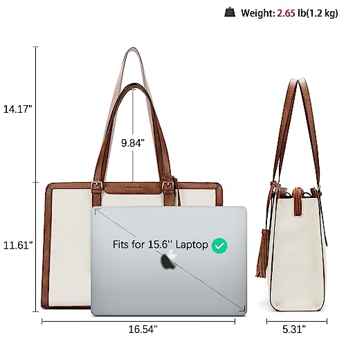 BOSTANTEN Laptop Tote Bag for Women Work Bag Professional 15.6 inch Leather Briefcase Business Office Purse Shoulder Bag