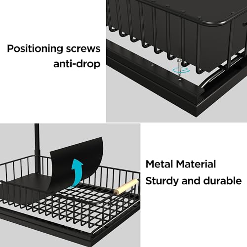 UBTKEY Under Sink Organizer, Pull-Out Cabinet Organizer 2 Tier Slide Out Sink Cabinet Storage Shelves, Under Sink Cabinet Organizer Storage for Kitchen Bathroom, Black