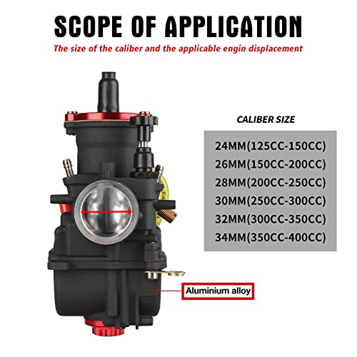 NIBBI Carburetor PWK24mm,fit 125cc—150cc Motorcycle Engine with Carb Jets for DirtBike MiniBike Pit Bike GY6 ATV