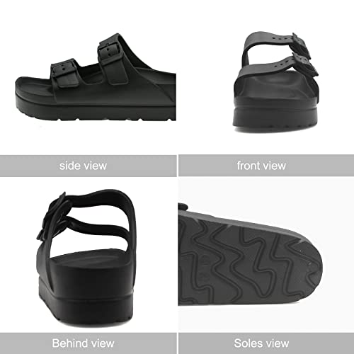 Women's Platform Sandals with Arch Support, Eva Lightweight Chunky Slide Sandals for Women, Fashion Comfort Summer Beach Sandal with Adjustable Buckle, Sandalias De Plataforma Para Mujer