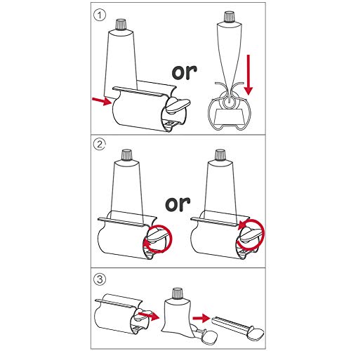 XYKEEY Toothpaste Tube Squeezer - Set of 2 Toothpaste Squeezer Rollers, Metal Toothpaste Tube Wringer Seat Holder Stand (Black)