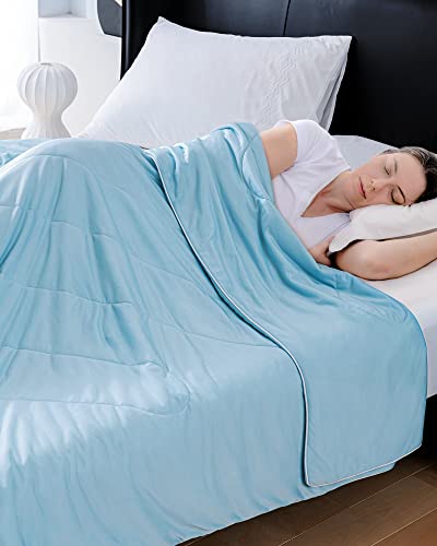 Topblan Cooling Comforter Queen Size, Lightweight Summer Blanket for Menopause Night Sweats, Breathable Soft Cooling Blanket for All Season Use, Machine Washable, 90"x90", Blue