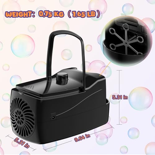 Bubble Machine,18000+ Big Bubbles/Min Automatic Bubble Blower for Kids with 2 Speeds,6 Wands,Operated by Plugin or Batteries Bubble Maker for Outdoor/Indoor Birthday Parties,Wedding (Black)