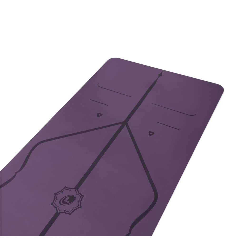 LIFORME Travel Yoga mat – Patented Alignment System, Warrior-Like Grip, Non-Slip, Eco-Friendly, Ultra-Lightweight, Sweat Resistant, Long, Wide and Thick - Purple