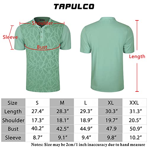 TAPULCO Quick Dry Henley Shirts for Men 3 Button Collarless Short Sleeve Sports Golf Tennis T-Shirt Breathable Soft Lightweight Casual Daily Tops Stripe Teal Medium