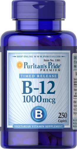 Puritan's Pride Vitamin B-12 1000 Mcg Timed Release Caplets, 250 Count