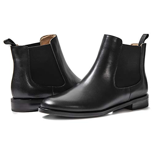 ONEENO Women's Classic Black Leather Chelsea Boots 5.5 M US