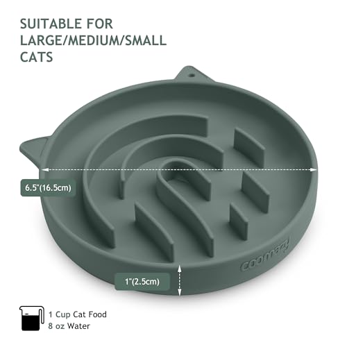 Coomazy 2-in-1 Silicone Slow Feeder Dog Cat Bowls, Lick Mat Interactive Puzzle Toy for Pets Dry/Wet Food Training, Keeps Dogs Cats Busy, Prevents Puppy Kitty Overeating (Avocado, 1.2 Cup)