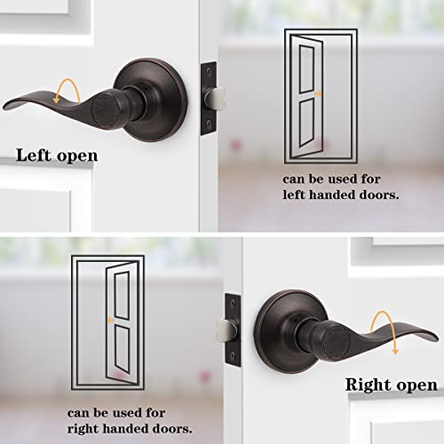 Probrico Wave Shape Passage Door Lever Black Keyless Handle for Hall and Closet, Interior Non-Locking Leverset Handleset Hardware,Reversible for Right and Left Handed Doors,1 Pack