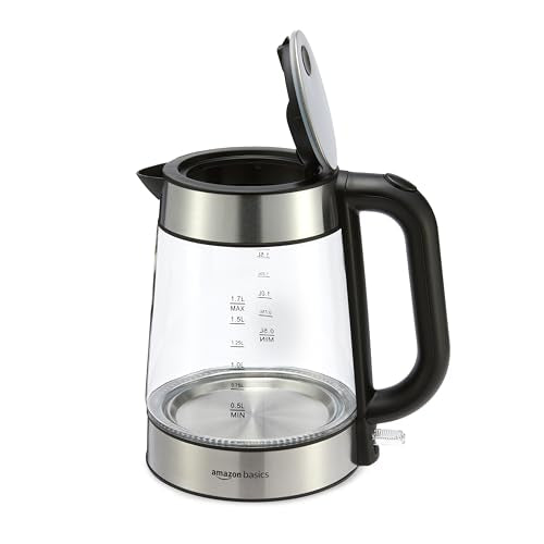 Amazon Basics Glass Carafe Electric Hot Water Kettle, 1.8 Quarts (1.7L), 1500W, BPA-Free