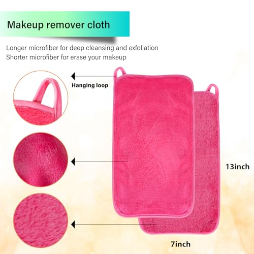 Nugilla Makeup Remover Cloths, 8 Packs Makeup Remover Towels Reusable Face Wash Cloth, Soft Makeup Remover Microfiber Face Cloth for Women