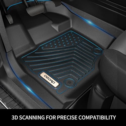 OEDRO Floor Mats Fit for 2016-2022 Honda Pilot,TPE All Weather Protection Pilot Car Mats Includes 1st and 2nd Row: Front, Rear, Full Set Liners, Black