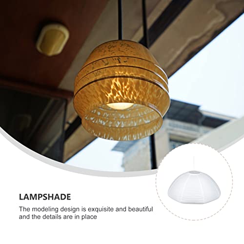 Paper Shades Hanging Paper Lamp Shade, White Mushroom Shaped Ceiling Light Protector Rice Paper Chinese Japanese Cover (White)