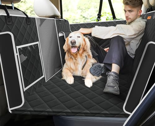 Pecute Dog Back Seat Extender, Back Seat Extender for Dogs, Hard Bottom Car Seat Cover for Large Dogs, Backseat Dog Hammock for Car SUV, Dog Car Seat Cover Extender for Car Travel & Camping Bed