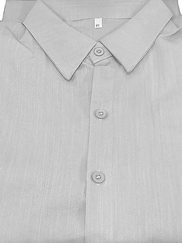 Fronage Women's Casual Cotton Linen Shirt Dress Button Down 1/2 Long Sleeve Lapel V Neck Summer Beach Midi Dresses with Pockets Grey, S