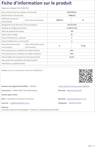Waterfall Eco Dynamic Tires 235/55R19 105V BSW