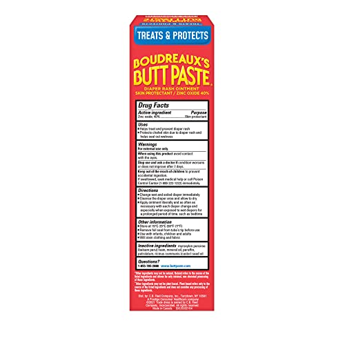 Boudreaux's Butt Paste Maximum Strength Diaper Rash Cream, Ointment for Baby, 4 oz Tube