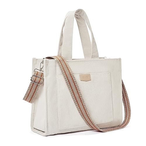 CLUCI Corduroy Tote Bag For Women Casual Zipper Tote Fashion Shoulder Handbag Hobo Bag