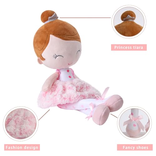 MYREBABY 17 inch Ballerina Princess Doll Stuffed Animal for Girls Toy Set for 3 4 5 Year Old Girl Gift for Little Girl, Birthday, Christmas Age 3-9