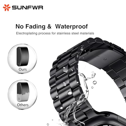 SUNFWR Compatible with Apple Watch Band 42mm for Men Women, Stainless Steel Metal iWatch Band with Case for Apple Watch Series 10 (Starlight, 42mm（10 Series)