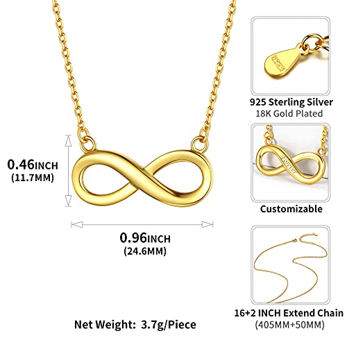 ChicSilver Personalized 18K Gold Plated Infinity Necklace with Cubic Zirconia, Sterling Silver Infinity Heart Pendant Custom Birthstone Jewelry Birthday Gift for Women 16 Inch