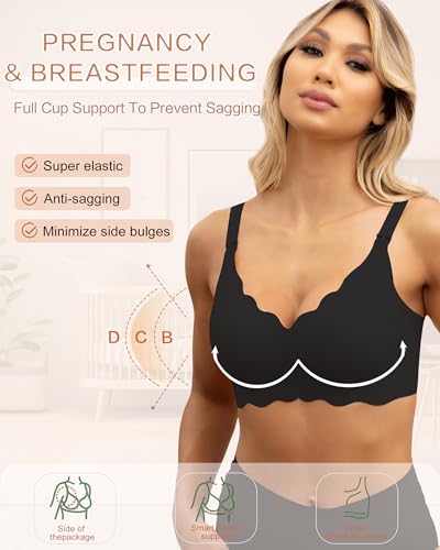 As Fairy Nursing Bras for Breastfeeding Seamless Night Nursing Bra Maternity Bra Large Bust (Dark Brown 4X-Large)