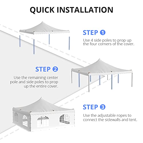 Quictent 20x20 Fire Retardant Pole Party Tents Heavy Duty PVC Vinly Pole Tent Wedding Party Canopy with Carry Bags