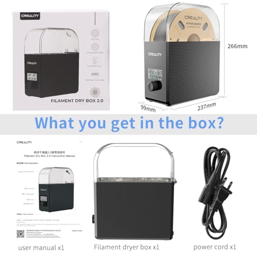 Creality Official Filament Dryer Box 2.0 with Fans, Upgraded Filament Dry Box Pro 1KG 3D Printer Filament Storage Keep Filament Dry During 3D Printing Filament Dehydrator for PLA PETG ABS TPU Nylon