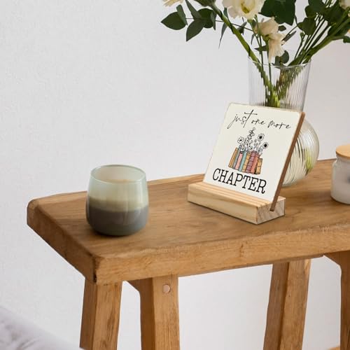 ANIANG Reading Room Book Desk Decor, Book Lovers Bookworm Gifts Wood Plaque, There is No Such Thing As too Many Books Wooden Plaque Sign with Wood Stand for Reading Room Home Library Shelf Decor