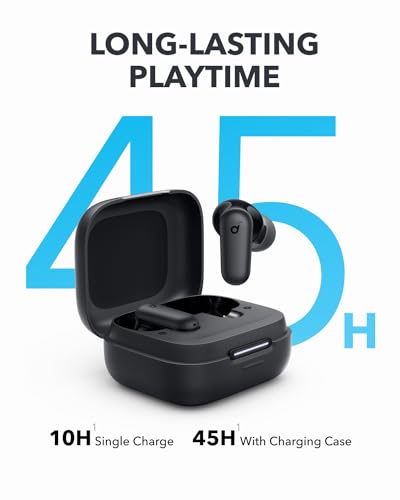 Soundcore P30i by Anker Noise Cancelling Earbuds, Strong and Smart Noise Cancelling, Powerful Bass, 45H Playtime, 2-in-1 Case and Phone Stand, IP54, Wireless Earbuds, Bluetooth 5.4 (Black)