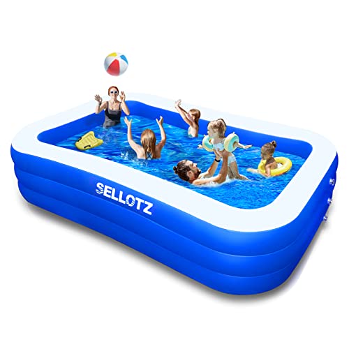 SELLOTZ Inflatable Pool for Kids and Adults, 120" X 72" X 22" Oversized Thickened Family Swimming Pool for Toddlers, Outdoor, Garden, Backyard, Summer Water Party