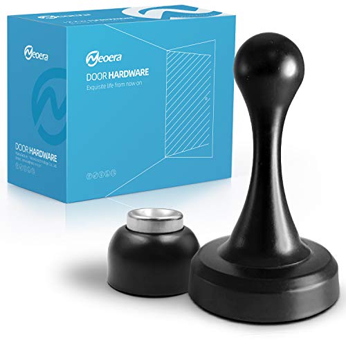 Neoera Magnetic Door Stop（Black） Door Stopper Strong Magnetic Door Catch for Hold Door Open, Premium Stainless Steel Made, Anti-Rust, Heavy Duty for Various Door Types, Wall & Floor Mount 1Pack