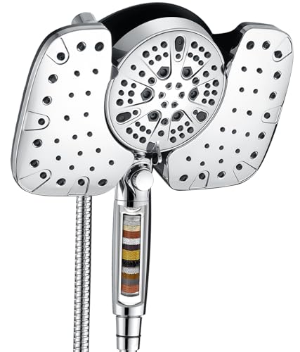 INAVAMZ 2-IN-1 Shower Heads with Handheld Spray Combo: 7.5 Inch Rain Shower Head & 10 Settings Hand Held Shower Head, Detachable Shower Head with Hose