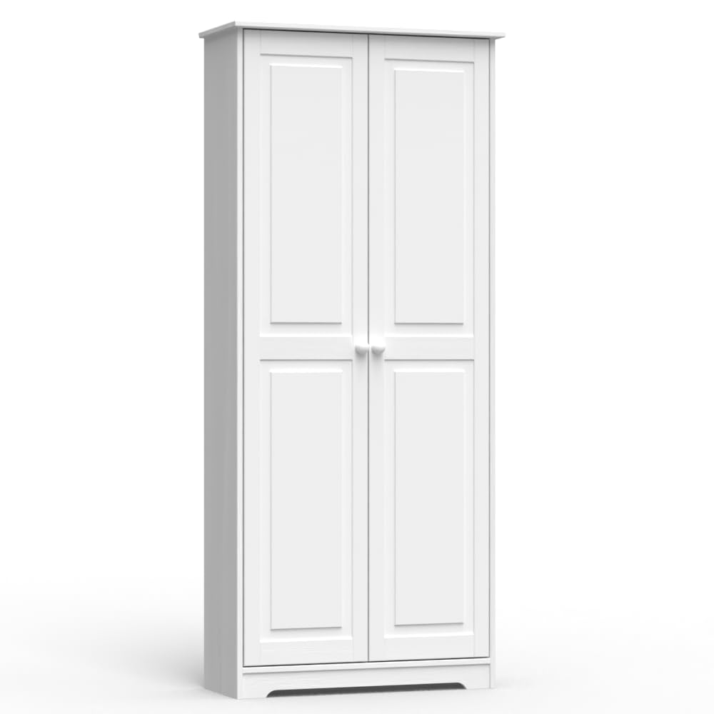 From the Tree Furniture Pantry Cabinet Storage Cabinet with 2 Doors Solid Wood - Adjustable Shelves for Kitchen, Dining Room, or Utility Room Organization