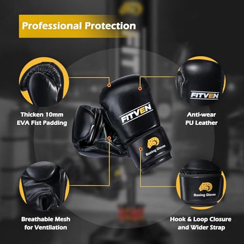 FITVEN Freestanding Punching Bag 70''-190lbs with Boxing Gloves Heavy Boxing Bag with Suction Cup Base for Adult Youth Kids - Men Stand Kickboxing Bag for Home Office