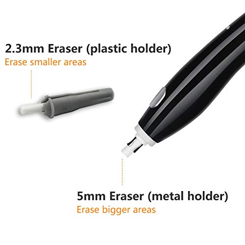 AFMAT Rechargeable Electric Eraser Kit for Artists, 2 Sizes, Black, Rubber, Eraser, Lightweight, Includes 140 Refills