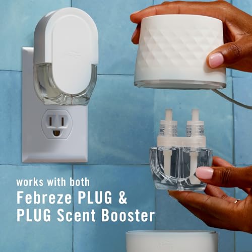 Febreze PLUG Scent Booster Starter Kit, Oil Diffuser, Air Freshener Plug In, Continuous Scent Device + 2 Gain Original Refills