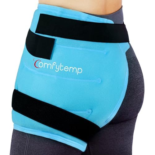 Comfytemp Large Hip Ice Pack Wrap for Sciatica, Hip Replacement, Fracture, Pain Relief, FSA HSA Eligible, Reusable Gel Ice Pack for Injuries, Cold Compression Hip Brace Physical Therapy Recovery Gifts