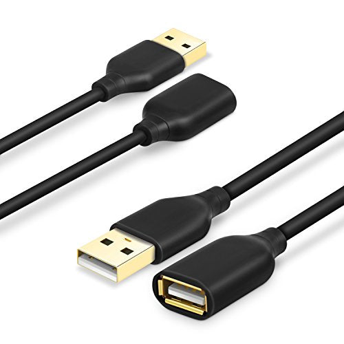 Costyle USB Extension Cable 6FT, 2-Pack USB 2.0 USB Type A Male to A Female Extension Cord USB Cable Extender with Gold-Plated Connectors for USB Keyboard,Flash Drive,Hard Drive (Black)