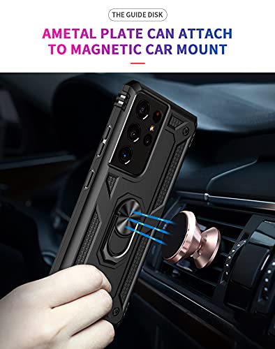 PASNEW Case for Samsung S20 Ultra,Galaxy S20 Ultra 5G,360° Magnetic Ring Kickstand Car Holder,Armor Shockproof Drop Protection Hard Shell,Phone Cases for S20 Ultra 5G,6.9 inch,Black