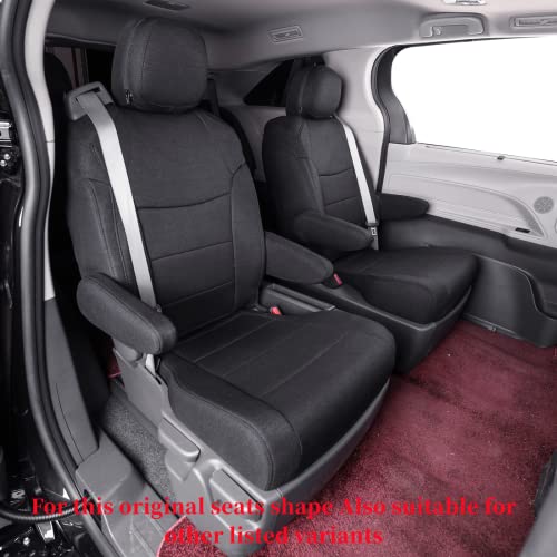 coverdream Sienna Car Seat Covers Custom Fit for 2011-2020 Toyota Sienna XLE,Limited,Limited Premium,7-Seater,2nd Row Captain Seats w/Foot Rest,Full Coverage Polyester Seat Protector (Full Set,Black)