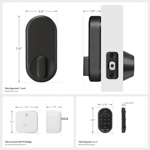 Yale Approach™ Lock with Wi-Fi + Keypad Touch - Keyless Entry Touchscreen deadbolt, Smart Bluetooth keypad - Black Suede