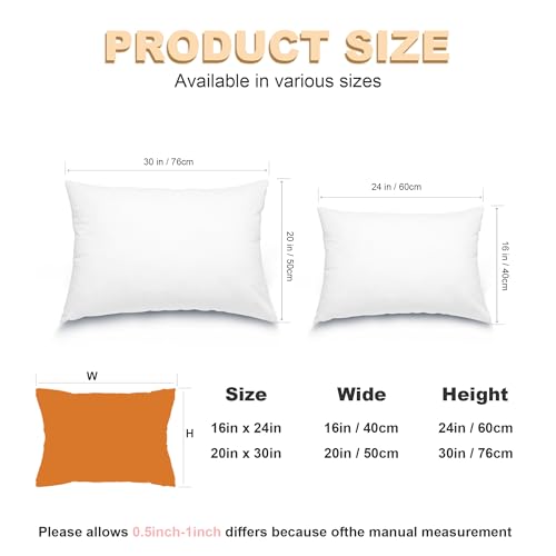 GagetElec Throw Pillows Insert,Bed and Couch Pillows,Indoor Decorative White Rectangular Pillows,Premium Pillows for Bed,Couch and Cushion (4 Pack, 24" X 16")