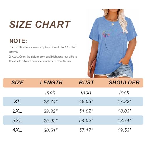 HDLTE Plus Size Butterfly Shirt for Women Daisy Graphic Tees Short Sleeve Plus Size Casual Tops (Grey burtterfly, 1X)