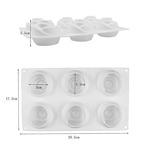 Rose Shape Mold Mousse Cake Molds 3D Rose Silicone Mold for Cake French Cupcake Dessert Homemade Soap Cupcake Pudding Jello Chocolate Fondant Baking Tools（6 Cavity ）