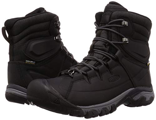 KEEN Men's Targhee Lace High Polar Waterproof Insulated Hiking Boot, Black/Raven, 15