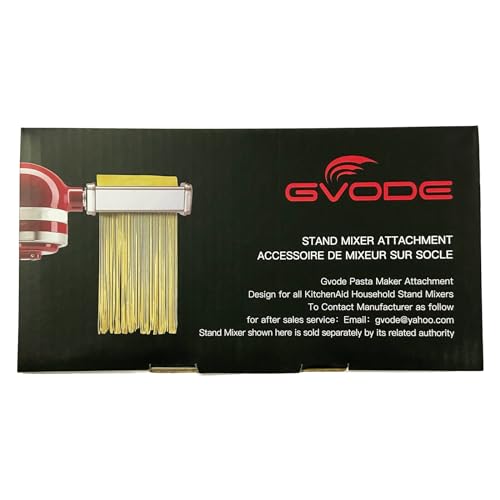 Pasta Attachment for KitchenAid Stand Mixer Included Pasta Sheet Roller, Spaghetti Cutter and Fettuccine Cutter Pasta Maker Stainless Steel Accessories 3Pcs by Gvode